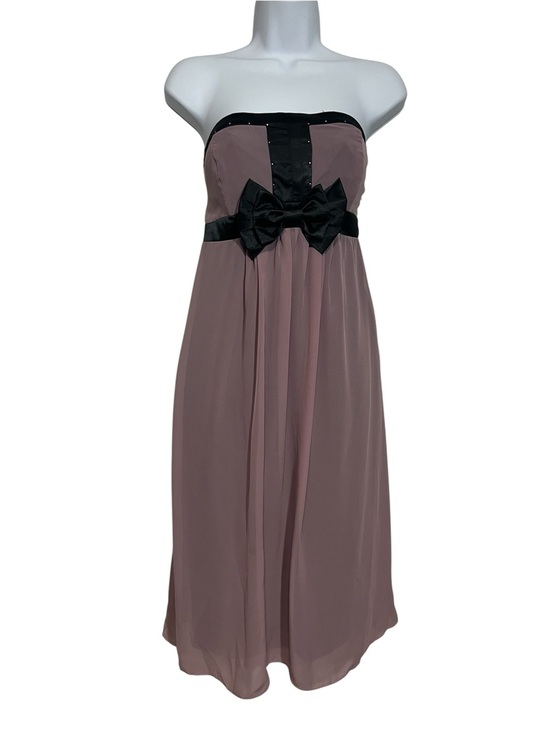 jonathan martin Dresses & Skirts - Strapless Lavendar Chiffon Dress Black Bow Accent Size 10 Formal Prom Cocktail